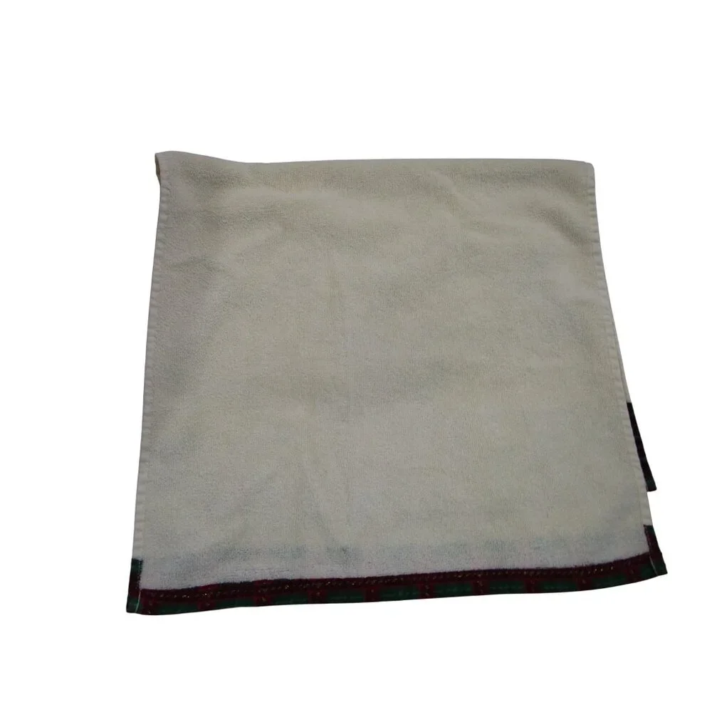 Lenox Holiday Christmas Towel Set Embroidered Holly Tartan Trim EUC